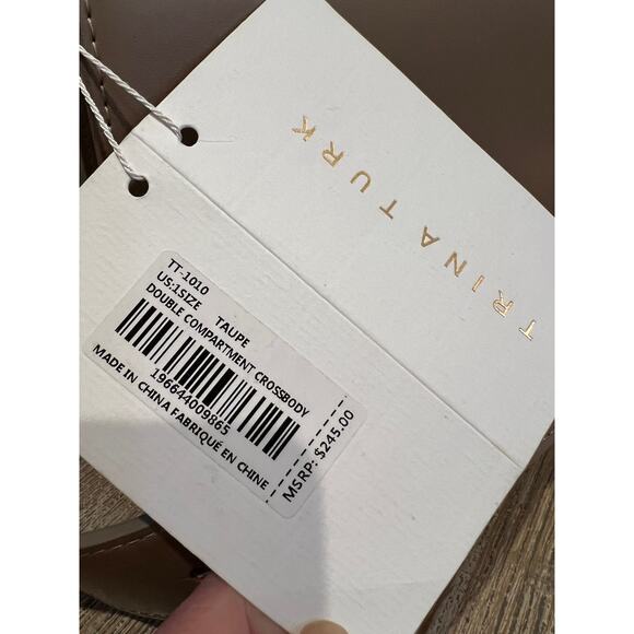 Trina Turk Structured Leather Crossbody Bag Taupe - Picture 8 of 9